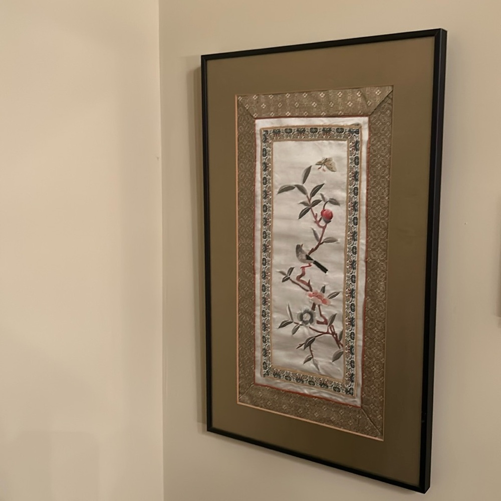 Vintage Silk Embroidered Art Framed